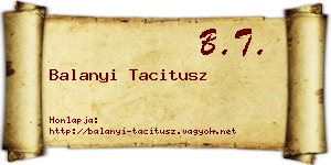 Balanyi Tacitusz névjegykártya